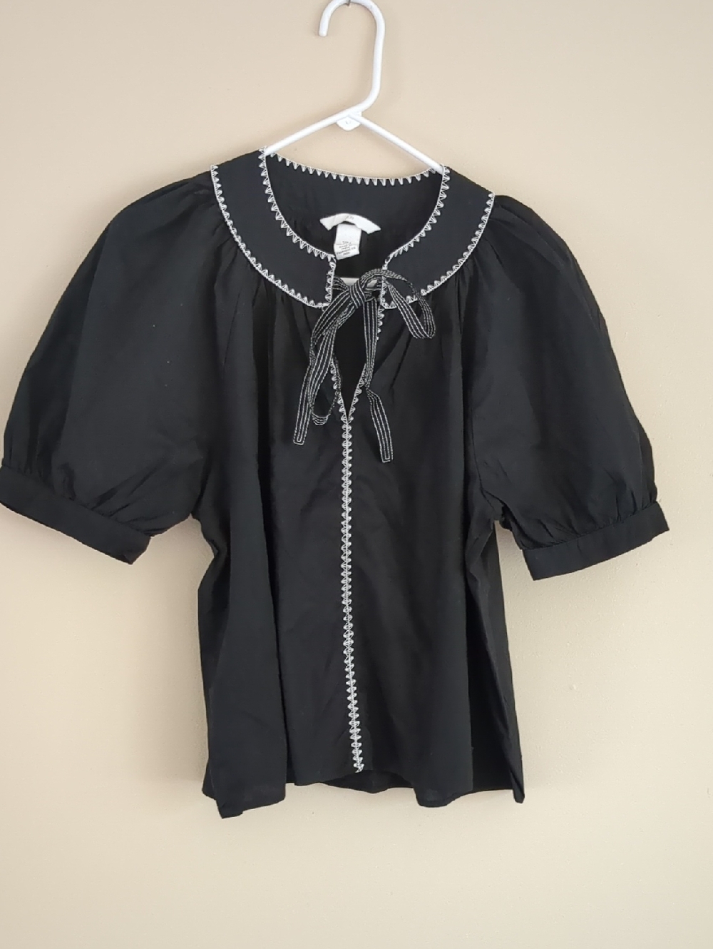Small H&M Black Tie Neck Shirt Top